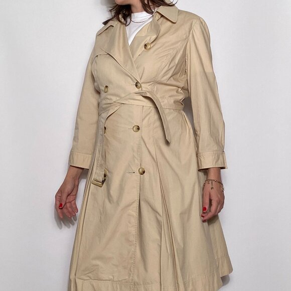 Classic Khaki Beige Cotton Trench with 3/4 Sleeves & FIT & FLARE Cut! Large-XL - Picture 4 of 7